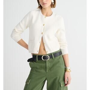 J. Crew 'Emilie' White Sweater Lady Jacket Size L